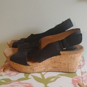 Clarks Black Wedge Sandals